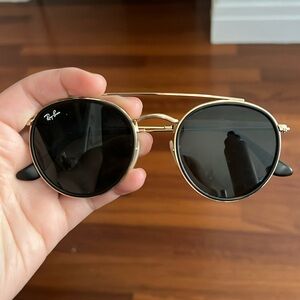 Ray Ban Sunglasses - gold and black rounded shape